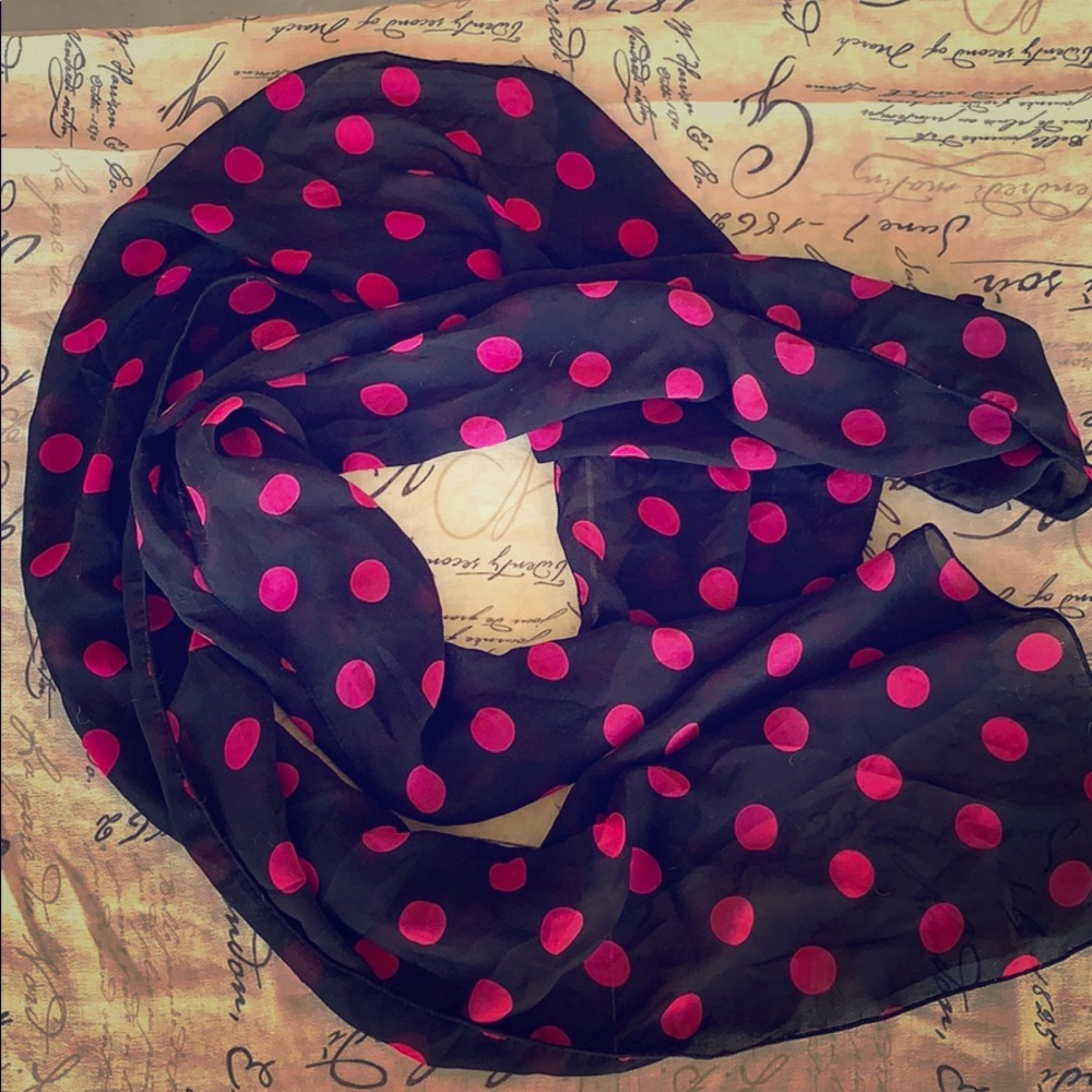 Pink Polka Dot Sheer Scarf